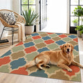 Washable 3x5 Moroccan Trellis Easy Jute Rug, Colorful Neutral Boho Outdoor Indoor Patio Small Area Rugs, Woven Ultra Thin Non Slip Carpet Door Mat for Entryway Front Door Porch Backyard Kid Playroom