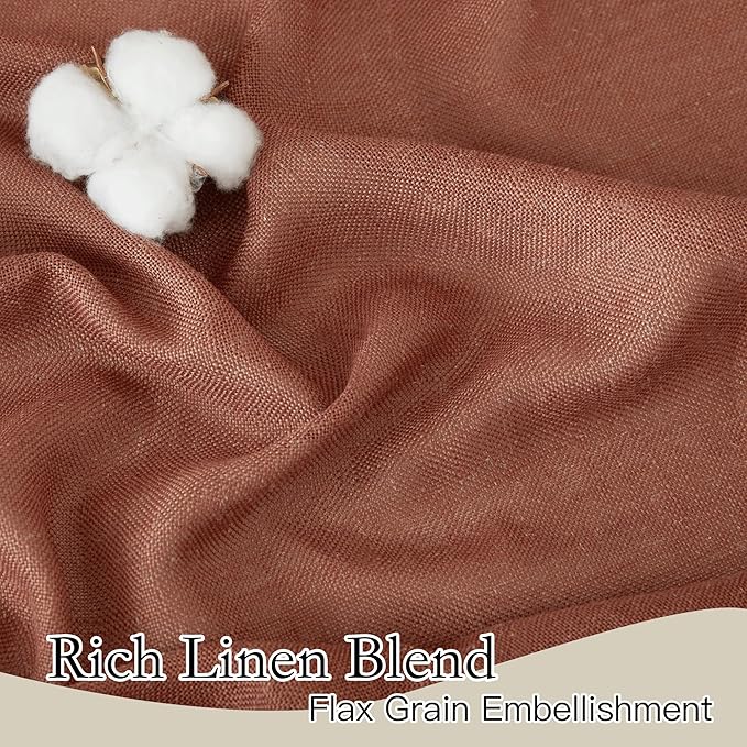 RYB HOME 108 inch Terracotta Fall Curtains Linen Woven - Image 3