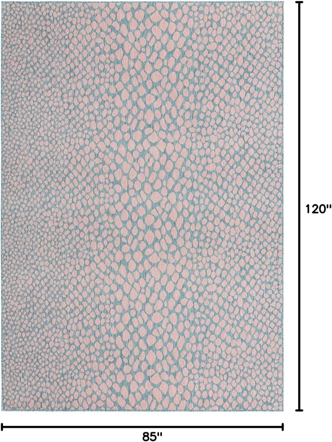 Unique Loom Jill Zarin Jill Zarin Outdoor Collection Area Rug - Cape Town (7' 1" x 10' Rectangle, Pink and Aqua/Light Blue)