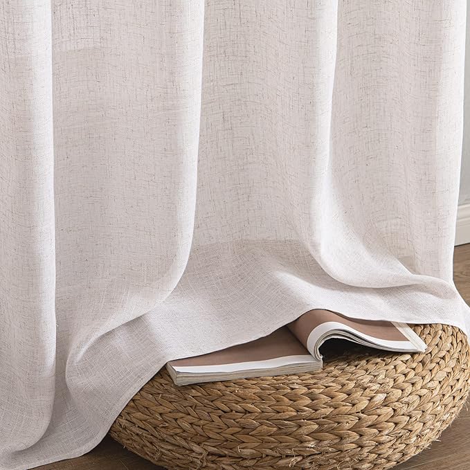 MIULEE White Linen Curtains 84 Inch Length - Image 7