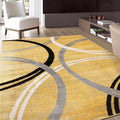 Rugshop Wavy Circles Non-Shedding Living Room Area Rug Yellow 6'6" x 9' | Rectangular, Size 6'6" x 9', Bedroom, Dining Room, Home Office, Kitchen, Entryway, Hallway, Nursery, Kids Room, Guest Room