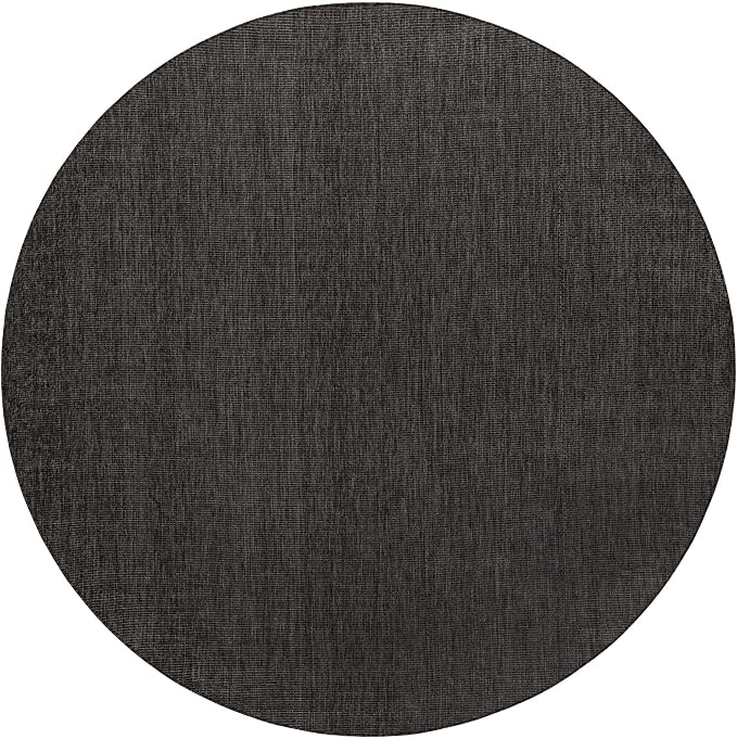 Unique Loom Outdoor Solid Collection Area Rug (10' Round Black/Ivory)