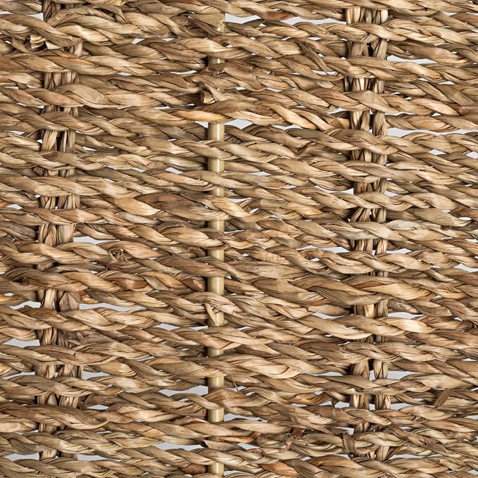 Household Essentials Round Handwoven Seagrass Tray with Scalloped Edge and Handles, Natural