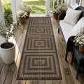 LIVEBOX Easy Jute Indoor Outdoor Runner Rug 2x6, Washable Runners for Hallways Non Slip, Farmhouse Geometric Striped Rugs for Kitchen, Entryway (Black)