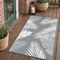 GENIMO Outdoor Rug 3'x5' Waterproof for Porch, Plastic Door Mat Grey White | Outside Leaf Carpet for Patio Decor, Balcony, Deck, Backyard, Picnic, Camping, RV, Reversible, Foldable, Lightweight