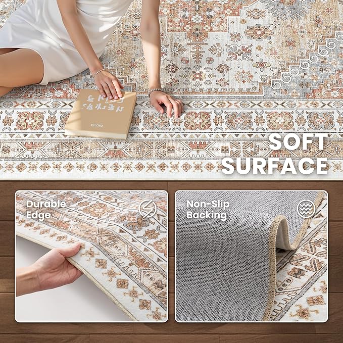 zesthome Washable Runner Rug 2.5x14 - Stain Resistant Entryway Rug,Ultra-Thin Kitchen Rugs, Anti Slip Backing Runner Rugs for Entrance Laundry Room Indoor Hallway (Orange,2.5'x14')