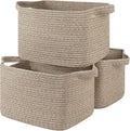 OIASKET Storage Basket for Organizing, Woven Baskets for Storage, Rectangle Decorative Baskets for Shleves, Closet, Toys, Books, Nursery Organizer Bins - Pack of 3 (Brown, 13"x9.85"x8.7")