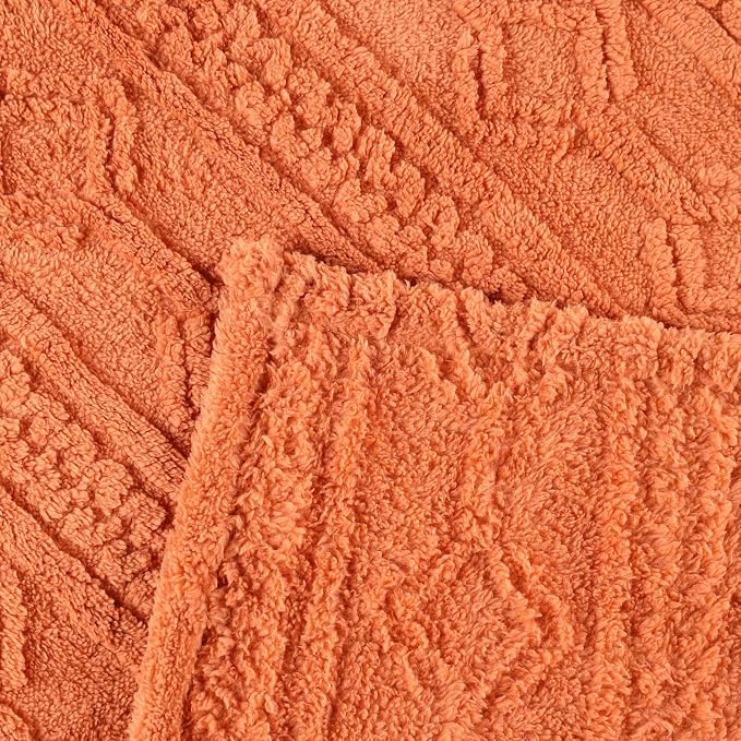 Superior Fleece Boho Jacquard Blanket, Decorative Blankets for Bedroom, Sofa, Fuzzy, Plush, Fluffy, Soft, Cute Room Decor, Beautiful Cover, Comfort Essentials, Arctic Collection, King, Dusty Orange