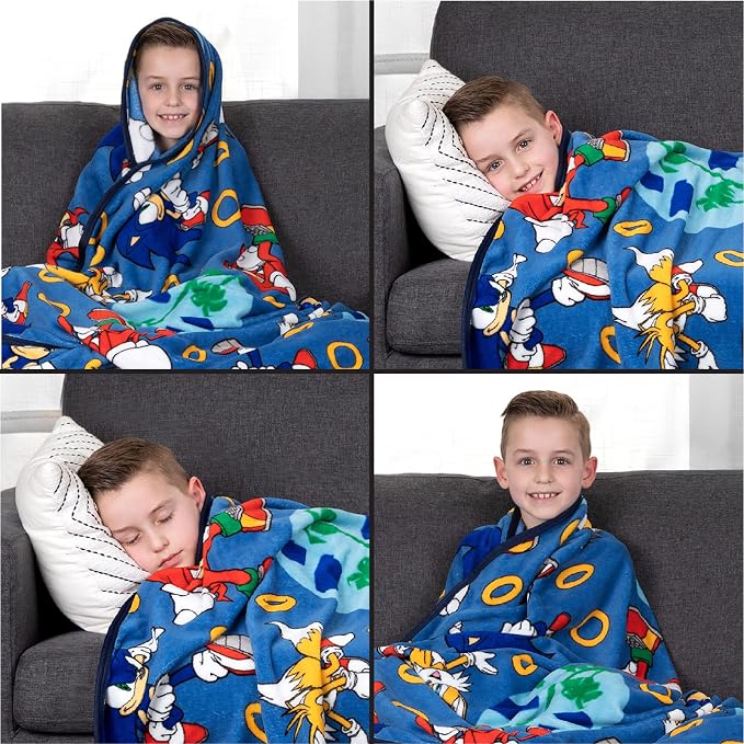 Franco Kids Bedding Super Soft Plush Throw Blanket, 62 in x 90 in, Sonic The Hedgehog, Anime
