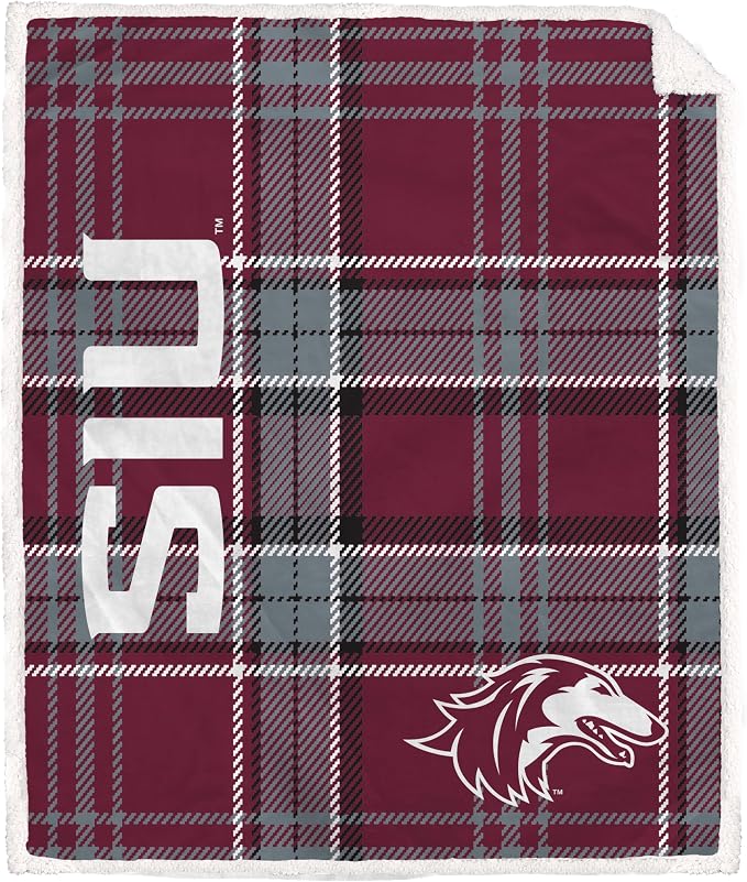 NCAA Southern Illinois Salukis Playmaker Plaid Ultra Cozy Sherpa Throw