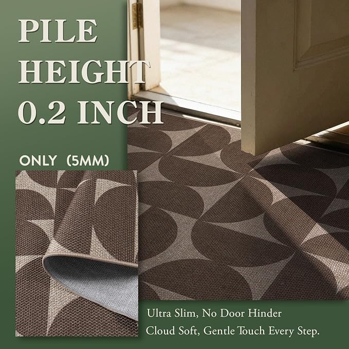 Lahome Semi Circle Easy Jute Non Slip Kitchen Runner, 2x8 Hallway Runner | Carpet Rug for Entryway Indoor Outdoor, Farmouse Geometric 8ft Long Carpet for Entry Laundry