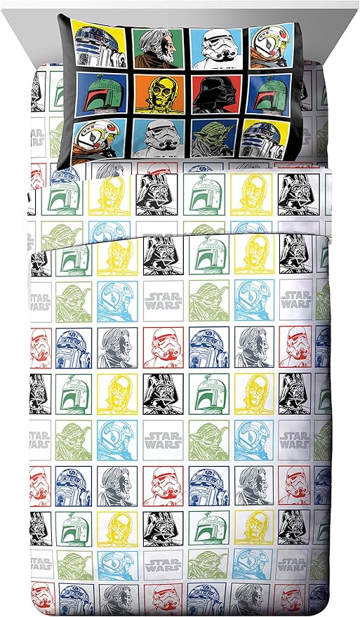 Star Wars Full Size Comforter Set 5 Piece Soft Bedding for Boys, Multi | Darth Vader, Bed in a Bag, Comforter Sheets Pillowcases, Official Product, Soft Microfiber, Machine Washable, Boys Gift