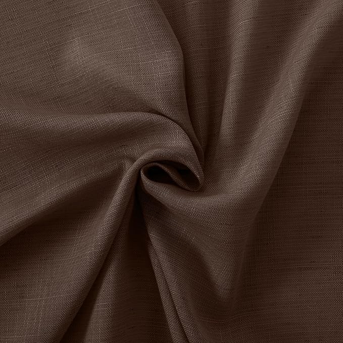 BGment Curtains 48 Inch Length for Short Window, Brown Linen Sheer Drapes for Bedroom Kitchen Cafe Bathroom Decor Lightweight Rustic Country Textured Rod Pocket, 2 Panels Set, Each 42 Inch Wide