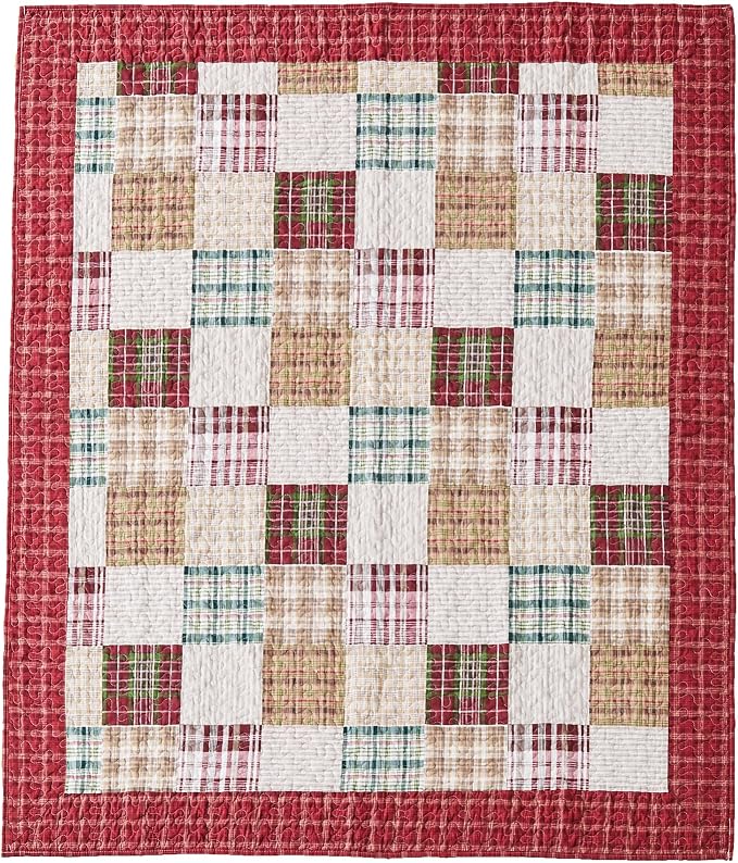Greenland Home Oxford 100% Cotton Throw Blanket, Red
