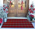 Christmas Outdoor Rugs 24 x 51''Black Red Buffalo Plaid Front Porch Rug Hand-Woven Machine Washable Indoor/Outdoor Layered Door Mats for Entryway/Bedroom/Outdoor