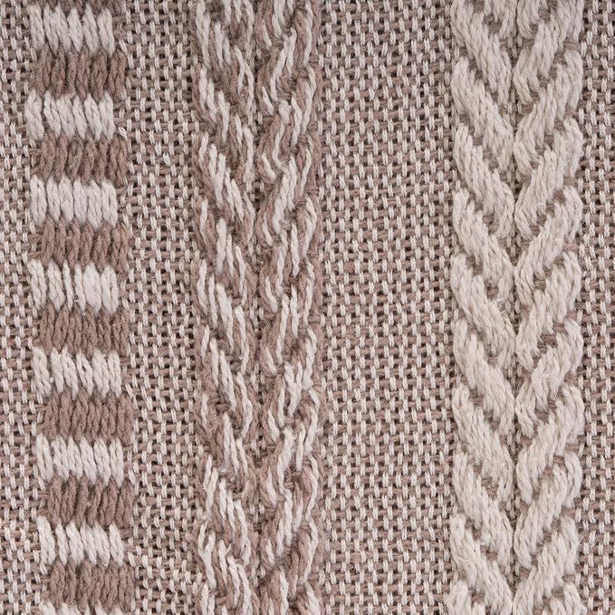 DII Braided Striped Decorative Throw Blanket, 50x60, Stone