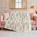 Oversized Plush Throw Blanket 60" x 70", Watercolor Damask Floral Green