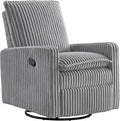 Oxford Baby Uptown Upholstered Glider Recliner Rocking Chair 360° Swivel for Nursery and Living Room - Corduroy Ash Gray, Green Guard Gold Certified