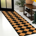 JONATHAN Y Natural Coir Indoor/Outdoor Runner Rug 2X8 Natural/Black Geo, Peater Classic Casual Commerical Doormat Ideal for Door Entrance, Patio, Porch, Backyard, Garages NRF111A-28