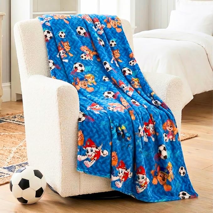 Paw Patrol Kids Sports Soccer Throw, 46 in x 60 in, Soft Plush Blanket for Couch, Bed, or Sporting Events, 2026 World Tournament (Officially Licensed Product) by Franco