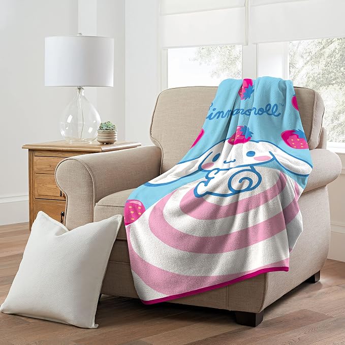 Northwest Cinnamoroll Micro Raschel Throw Blanket, 46" x 60", Strawberry Bun