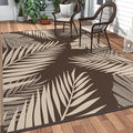 GENIMO Outdoor Rug, Waterproof Plastic Rugs for Patio, 4'x6' Coffee Beige | Outside Larger Leaf Carpet Mat for Porch Decor, Deck, Balcony, Camping, RV, Backyard, Picnic, Beach, Reversible, Foldable