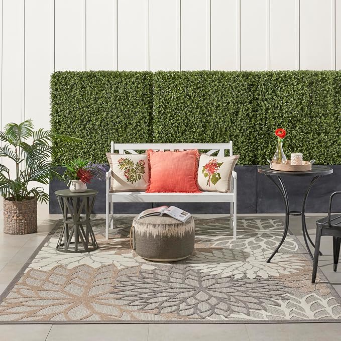 Nourison Home Aloha Natural 7'10" x 10'6" Area Rug - Easy Clean, Non Shedding, Bed Room, Living Room, Dining Room, Kitchen (8' x 11')