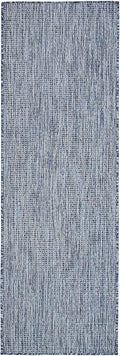 Unique Loom Collection Casual Transitional Solid Heathered Indoor/Outdoor Flatweave Area Rug (2' x 6' 1" Runner, Blue/Navy Blue)
