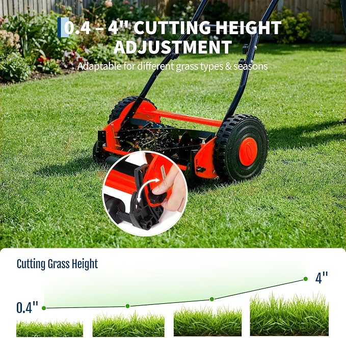 GlowSol Lightweight 5-Blade 16 inches Manual Push Reel Lawn Mower