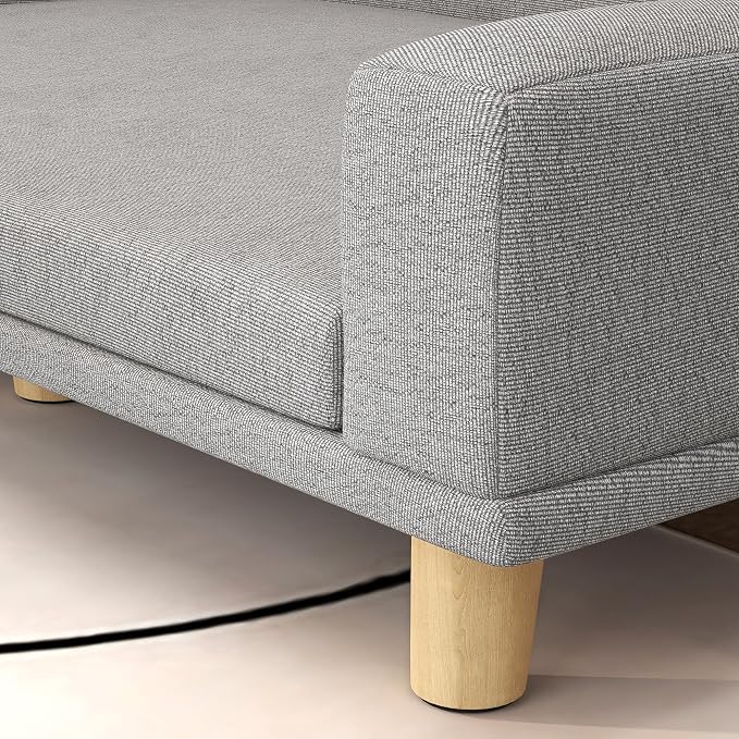 PawHut Dog Sofa Couch, Pet Bed with Comfortable Luxury Cushion, Washable Cover, Wooden Legs, Anti-Slip Mat for Large Dogs, Cats, Kittens, Gray