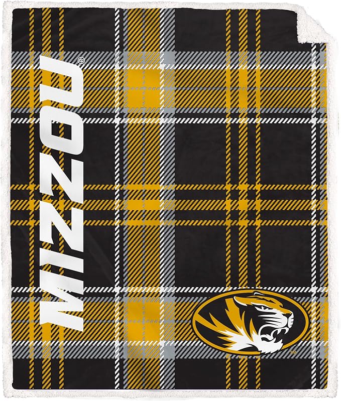 NCAA Missouri Tigers Playmaker Plaid Ultra Cozy Sherpa Throw