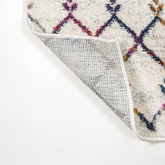 JONATHAN Y Boho Vintage Diamond Cream/Multi Runner Rug 2X8 ft, Moroccan Hype for Living Room, Bedroom, Kitchen, Office, Easy-Cleaning, High Traffic, Pet-Friendly, Non-Shedding (MOH101H-28)