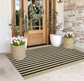 BUAGETUP Outdoor Rug 3'x 5',Black and Khaki Striped Porch Rug Cotton Woven Washable Rug Indoor/Outdoor Area Rug Floor Mat for Farmhouse Living Room Bedroom
