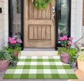 Layered Doormat 24''x35'' Green and White Buffalo Plaid Porch Mat Cotton Woven Washable Carpet for Layered Doormat Hello/Welcome Door Mat,Kitchen,Farmhouse,Entryway