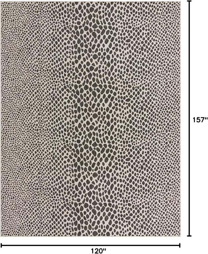 Unique Loom Outdoor Collection Area Rug - Cape Town (10' x 13' 1" Rectangle, Black/ Ivory)