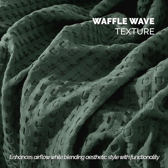 Elegant Comfort Premium 100% Cotton Waffle Blanket - Lightweight Breathable Waffle Weave Bed Blanket - Soft and Warm All Season Blanket for Couch, Sofa and Bed, TwinXL Size 68x90 Inches, Hunter Green