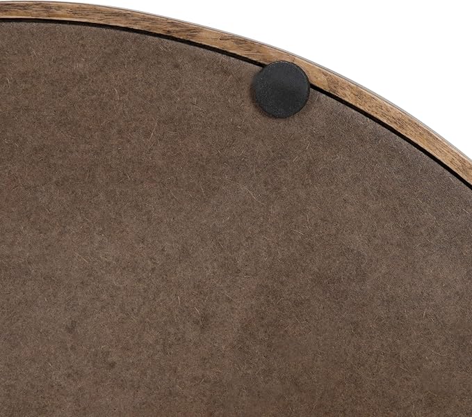 Kate and Laurel Lipton Modern Round Wood Tray, 15.5" Diameter, Rustic Brown with Black Handles, Decorative Accent Tray for Storage and Display