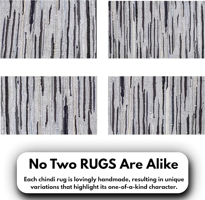 Ramanta Home 100% Cotton Chindi Rag Rug 2'x3' - Charcoal, Recycled Reversible Rug, Boho Rustic Farmhouse Rugs for Living Room, Kitchen, Entryway, Bedroom Floor Mats - 24"x36"
