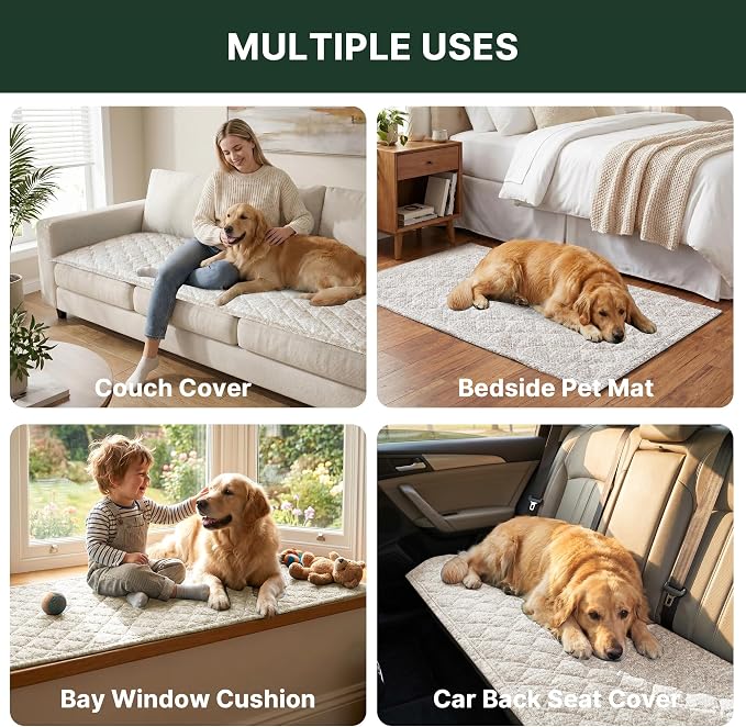 H.VERSAILTEX Chenille Couch Cover for Dogs Washable Soft Chair Armchair Covers Sectional Sofa Cover Heather Blending Non-Slip Thick Couch Furniture Protector Pet Bed Covers(Heathered Ivory, 28"x 47")
