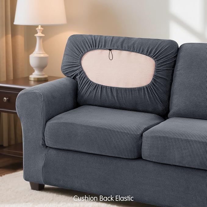 SUBRTEX 3 Pieces Stretch Sofa Slipcover Sets Couch Cover Sets Backrest Cushion Covers Furniture Protector Collection Set for Oversize Sofa Loveseat Chair Slip Covers(Small, Gray)