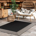 Nuloom Asha Black/Ivory, 4' x 6', Casual, Striped Border, Soft and Cozy, High Traffic, Stain Resistant, Easy Clean, Durable Area Rug for Indoor/Outdoor Patio, Deck, Porch, Garden, Courtyard