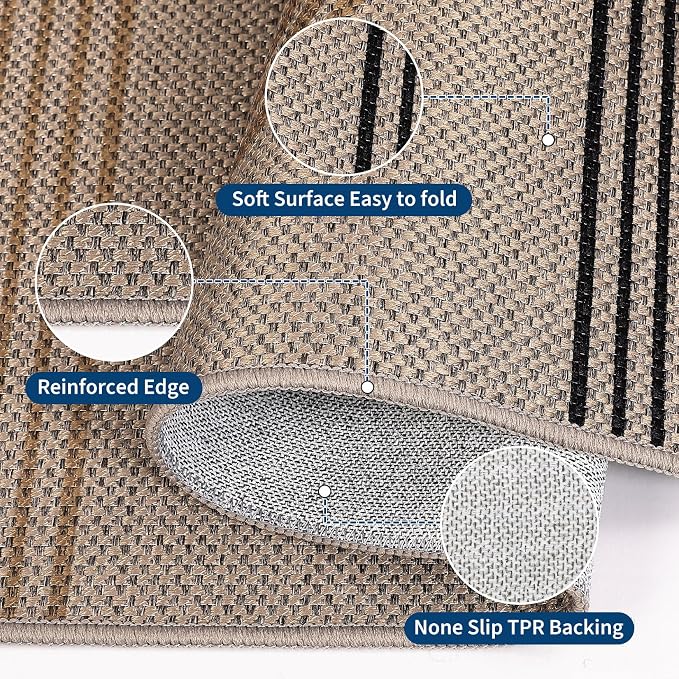 GarveeHome Modern Rainbow Easy Jute 3x5 Patio Rug, Indoor/Outdoor Patio & Entryway Mat, Washable Non-Slip Carpet for Mudroom, Farmhouse Decor, Front Door