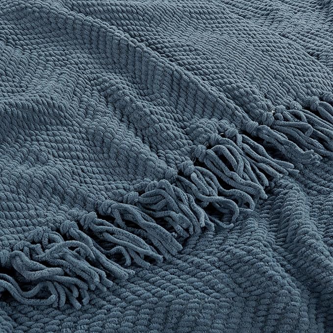 Home Soft Things Throw Blanket Knitted Tweed Throw 60'' x 80'', Blue Wing Teal, Super Soft Cozy Warm Comfortable Breathable Throw for Living Room Chair Couch Bed Sofa Bedroom Décor