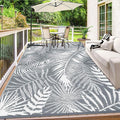 Outdoor Reversible Plastic Straw Rug, 9'x12', Cool Gray, Large Patio Mat for RV, Backyard, Deck, Picnic, Beach, Trailer, Camping