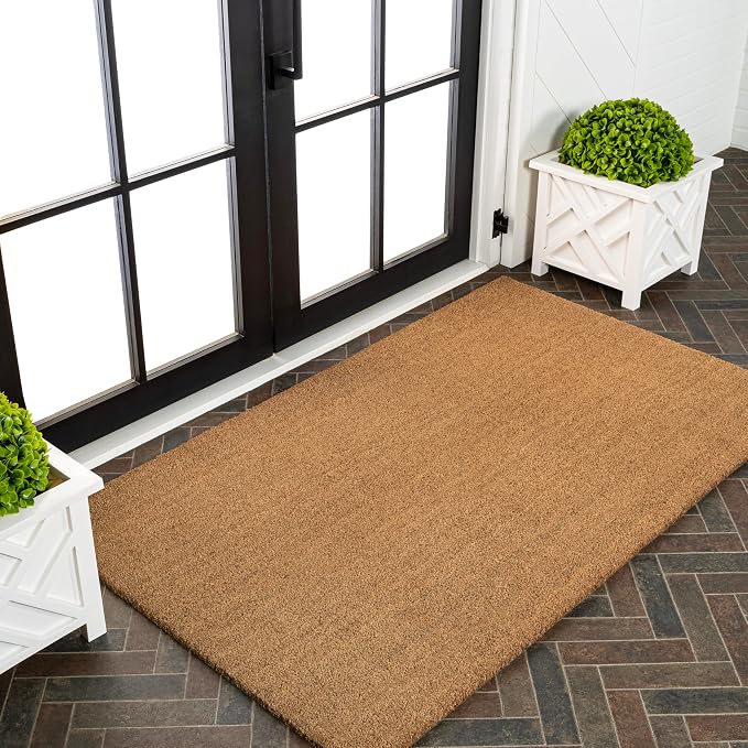 JONATHAN Y CHG100A-1730 Peater Classic Casual Commerical Natural Coir Light Brown 17 in. x 30 in. Doormat for Entrance, Front Door, Entryway