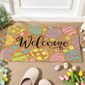 Ceenna Easter Welcome Doormat Outdoor Easter Egg Coir Door Mat Egg Front Door Mat Decor Non Slip Front Porch Rugs for Home Entrance Decoration, 16 x 28 Inch