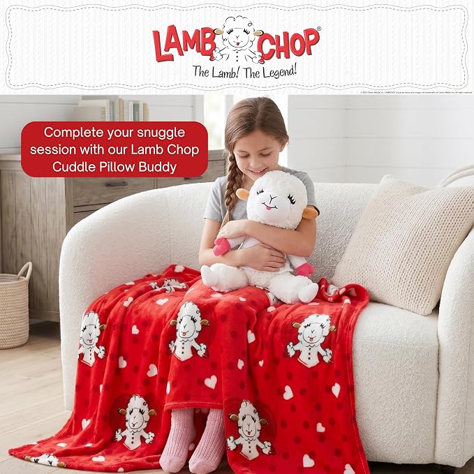 Lamb Chop Nostalgic Throw Blanket 60 in x 46 in – Soft Cozy Plush for Couch, Bed & Travel, Collectible Gift (Officially Licensed Product) by Franco