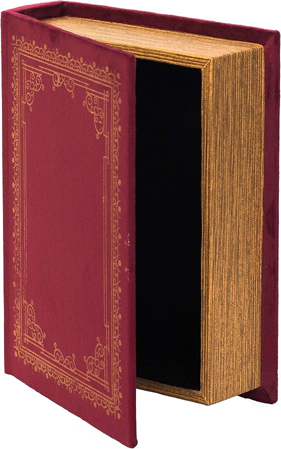 Vintiquewise Decorative Vintage Book Shaped Trinket Storage Box - Red