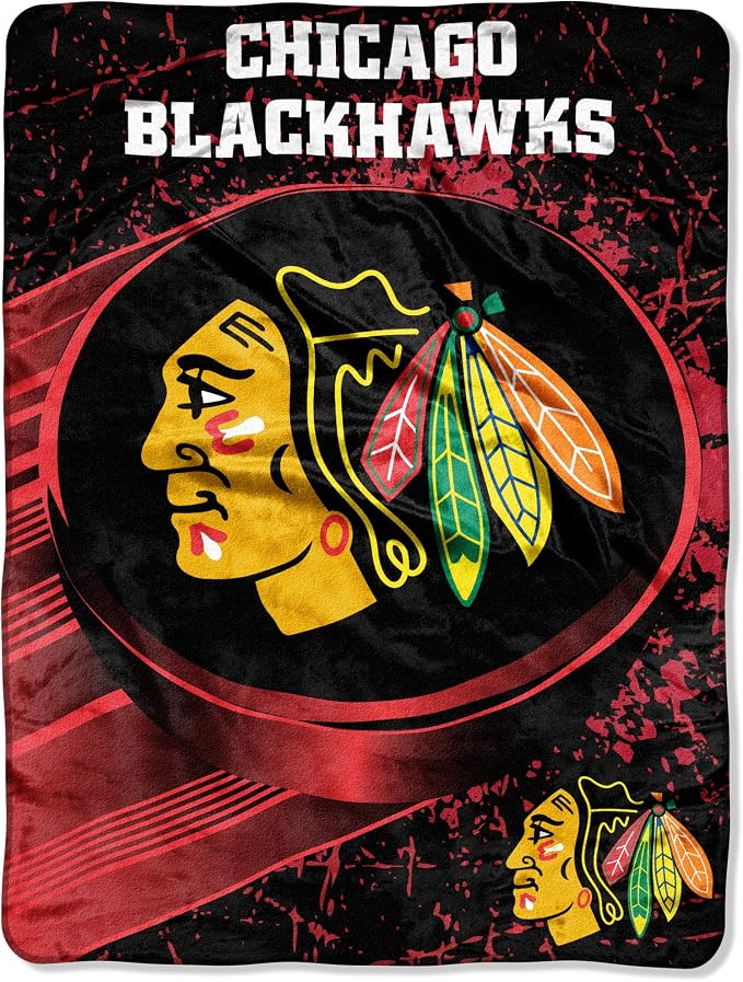 Northwest NHL Chicago Blackhawks Micro Raschel Throw Blanket, 46" x 60", Ice Dash