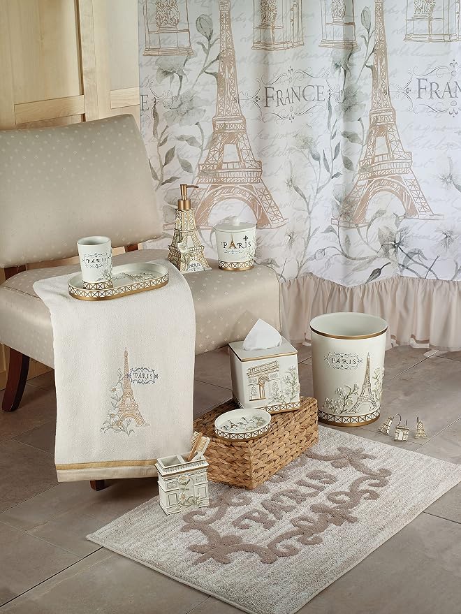 Avanti Linens - Vanity Tray, 100% Hand-Painted Resin Bathroom Accessories, Elegant Home Decor (Paris Botanique)
